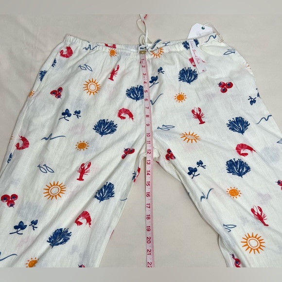 Angel Kiss Linen Beach Pants Tropical Print Summer Multicolor Size XL With Pocke - Picture 4 of 10